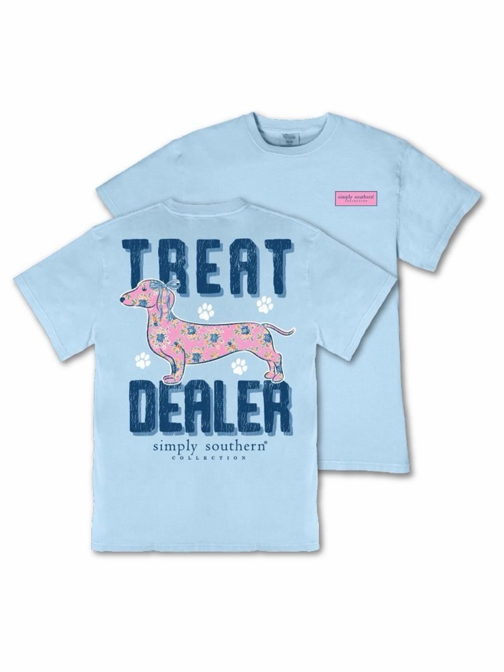 NWT Simply Southern Youth Small Treat Dealer Floral Dog Graphic Tee